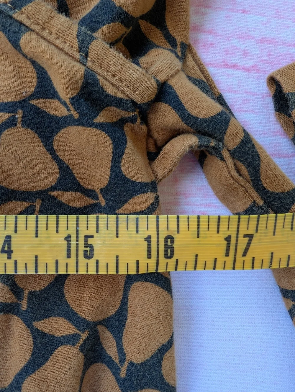 Effie’s Heart Pear Print Dress | Brown Jersey Knit Midi with Tie Waist XL - Picture 9 of 10